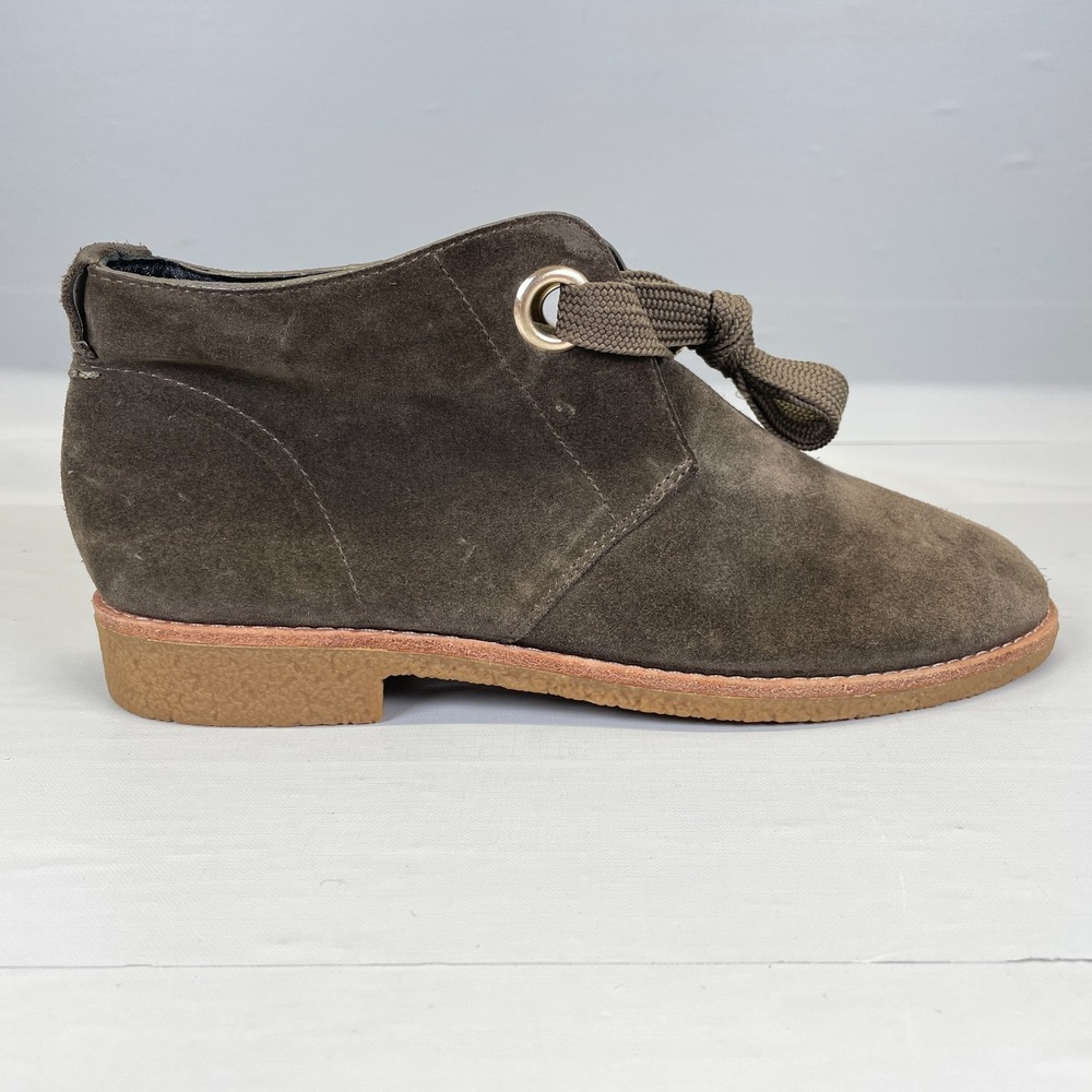 Kate Spade Suede Ankle Boots Womens Size 8.5 M Olive Green Brown Lace Up Shoes